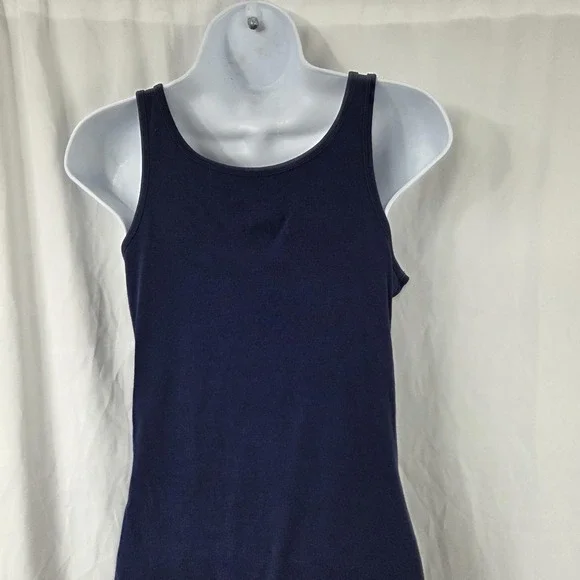 Time And Tru Tank Top Womens Medium Blue Scoop Neck Basic Stretch Shirt - Picture 5 of 9
